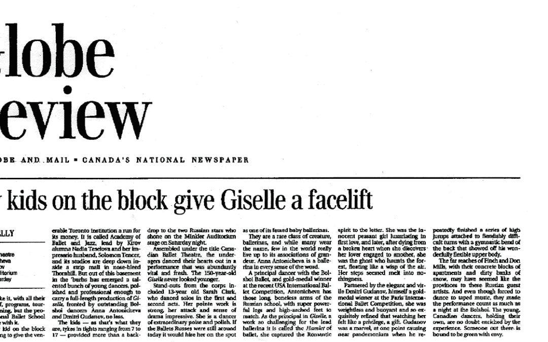 Globe and Mail – New Kids on the block give Giselle a facelift